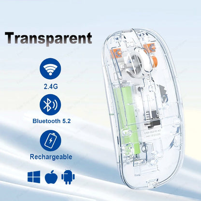 Transparent Dual-Mode Wireless Bluetooth 5.2 Mouse